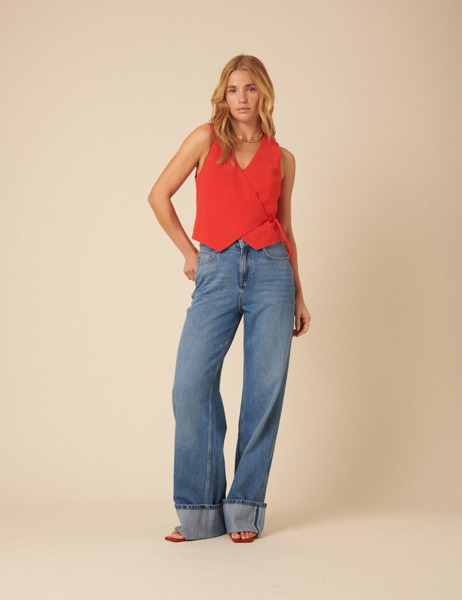 Red Wrap Waistcoat