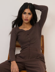Brown Scoop Neck Top