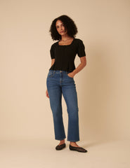 Black Short Sleeve Button Down Blouse