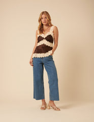 Brown Lace Cami Top
