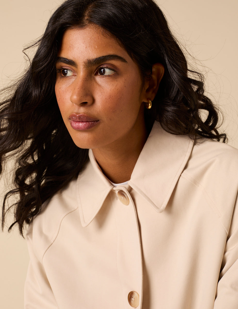 Stone Single Breasted Trench Coat