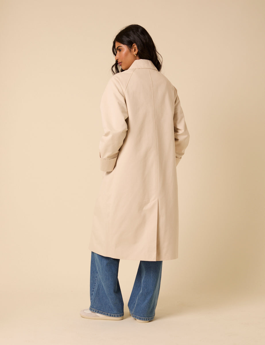 Stone Single Breasted Trench Coat