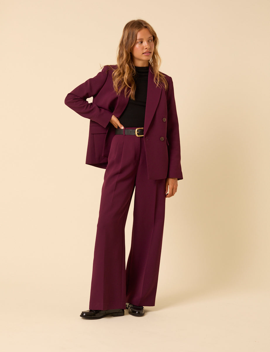 Burgundy Alicia Double Breasted Blazer