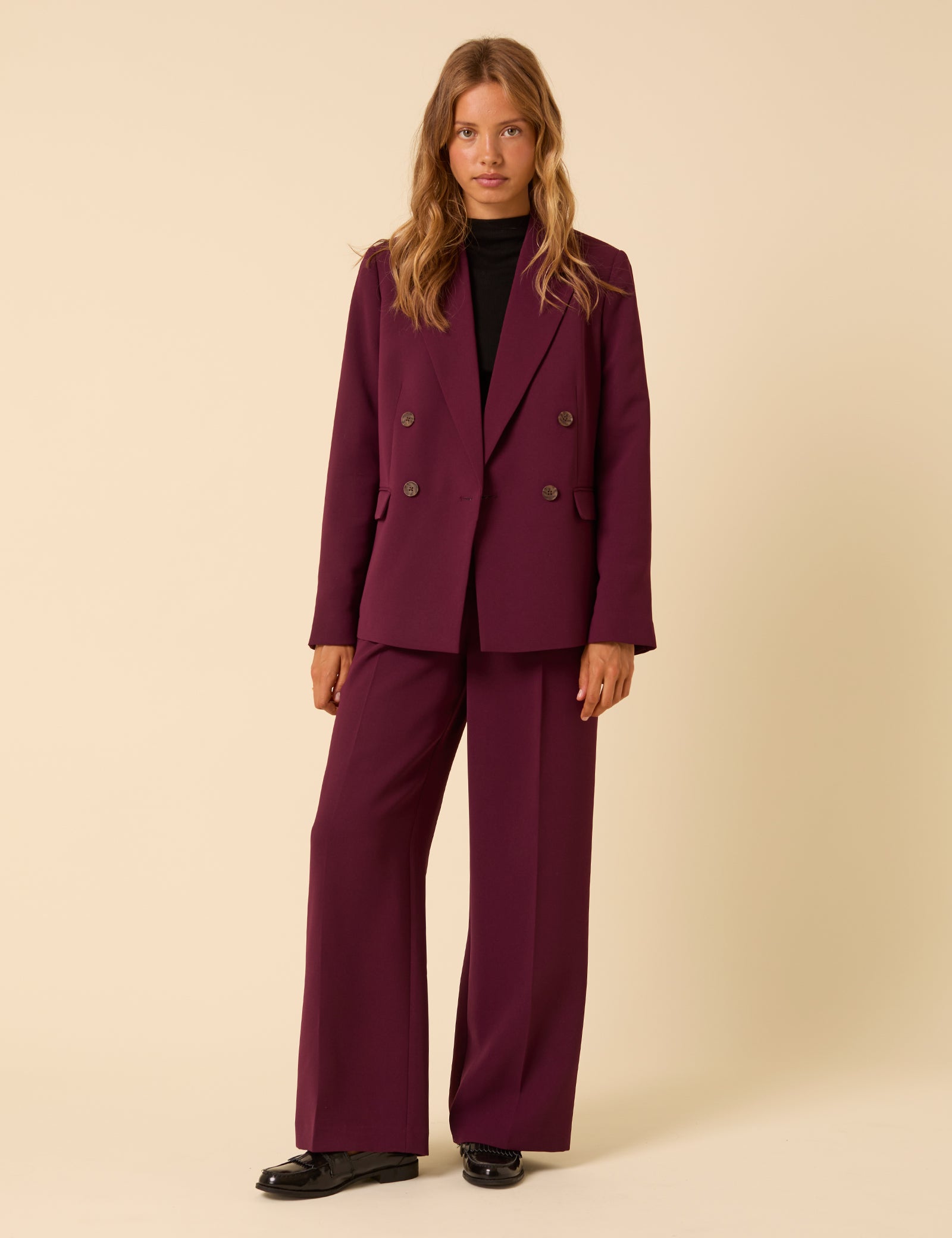 Burgundy Alicia Double Breasted Blazer