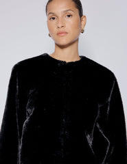 Black Faux Fur Cropped Jacket