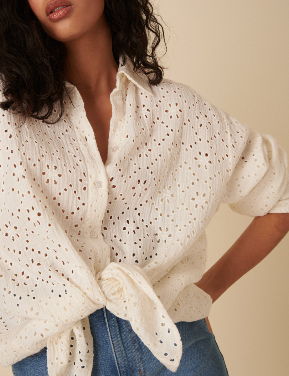 White Broderie Angalise Shirt