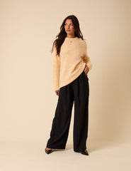 Butter Yellow Fluffy Alpaca and Wool Blend Oversized Jumper