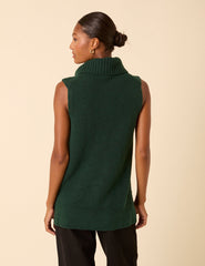 Forest Green Longline Roll Neck Vest