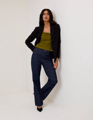 Green Velvet Cowl Neck Cami Top