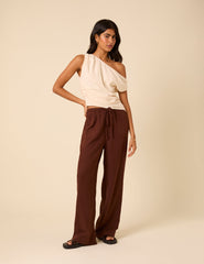 Cream One Shoulder Top