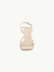 White Leather Strappy High Heels